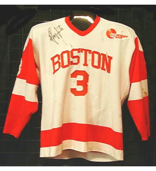 Custom NCAA 1989-90 Boston University Terriers BU 3 Tony Amote Hockey Jersey Home White